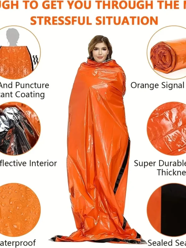 Outdoor Emergency Survival Sleeping Bag Thermal Blanket Mylar Waterproof Reusable Sack Portable Camping Hiking Emergency Gear