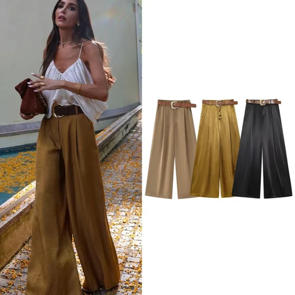 Women’s 2025 New Summer Pants Fashion Slim Street Women’s High Waist Wide-Leg Pantss Chic Youth Elegant Summer Travel Pants