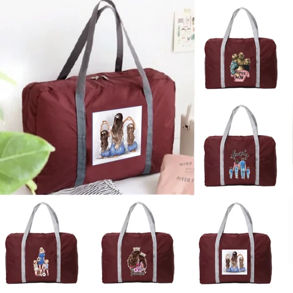 Travel Bag Unisex Foldable Handbags Organizers Large Capacity Portable Nylon Luggage bags Mom series print Travel Accessories