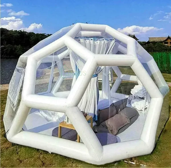 4/5/6M Football Shape Transparent Camping Air Hotel Clear Tent Inflatable Bubble Soccer Dome Tent For Outdoor Camping 110V-220V