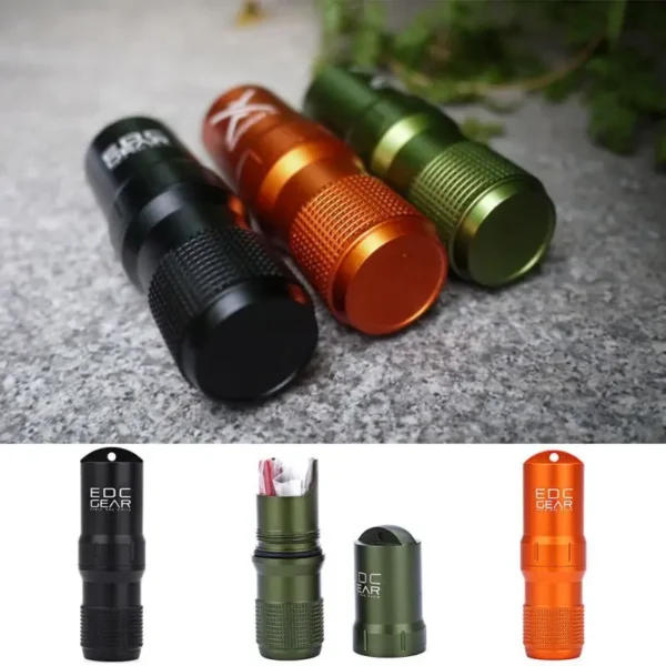 Portable Camping EDC Waterproof Box Capsule Hike Survival Pill Case Container Safety Seal Trunk Holder Storage