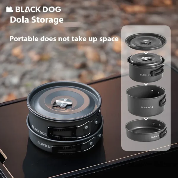 Naturehike BLACKDOG 3L Large Capacity Food Field-Camping Set Pot Convenient Aluminum All-Purpose Outdoor Cookware Travel Picnic