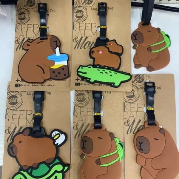 Travel Accessories Luggage Tag Cartoon Capybara PVC Suitcase ID Addres Holder Baggage Boarding Tags Portable Label