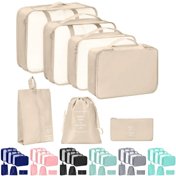 7PCS/SET Travel Organizer Storage Bags Suitcase Packing Cubes Set Cases Portable Luggage Clothes Shoe Tidy Pouch Folding.A-ZMT
